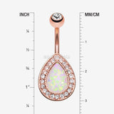 Detail View 1 of Rose Gold Opal Avice Belly Button Ring-Clear Gem