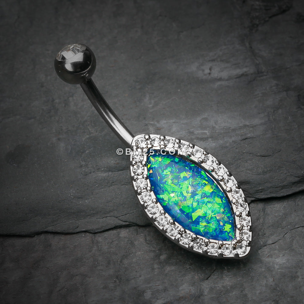 Detail View 2 of Opal Diamante Belly Button Ring-Clear Gem