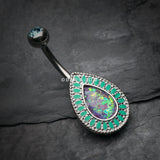 Detail View 2 of Classic Chakra Opal Belly Button Ring-Aqua