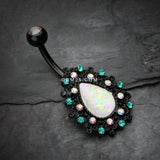 Detail View 2 of Colorline Eirene Opal Belly Button Ring-Black/Aurora Borealis