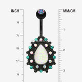Detail View 1 of Colorline Eirene Opal Belly Button Ring-Black/Aurora Borealis