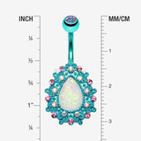 Detail View 1 of Colorline Eirene Opal Belly Button Ring-Teal/Aurora Borealis