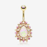 Golden Eirene Opal Belly Button Ring-Aurora Borealis