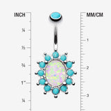Detail View 1 of Elegant Opal Turquoise Belly Button Ring-Turquoise/White