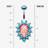 Detail View 1 of Opulent Opal Turquoise Belly Button Ring-Turquoise/Pink