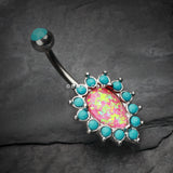 Detail View 2 of Opulent Opal Turquoise Belly Button Ring-Turquoise/Pink