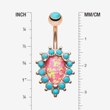 Detail View 1 of Rose Gold Opulent Opal Turquoise Belly Button Ring-Turquoise/Pink