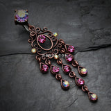 Detail View 2 of Vintage Boho Chandelier Reverse Belly Button Ring-Copper/Aurora Borealis/Fuchsia