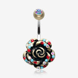 Vintage Boho Gleam Rose Belly Button Ring