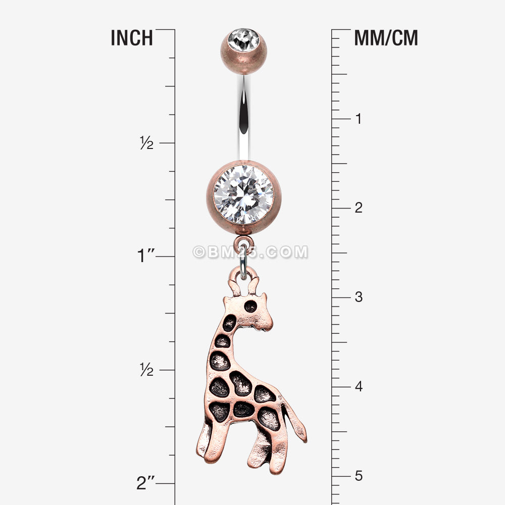 Detail View 1 of Vintage Boho Giraffe Belly Button Ring-Copper/Clear