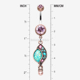 Detail View 1 of Vintage Boho Opal Sparkle Journey Belly Button Ring-Copper/Pink/Teal