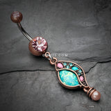 Detail View 2 of Vintage Boho Opal Sparkle Journey Belly Button Ring-Copper/Pink/Teal