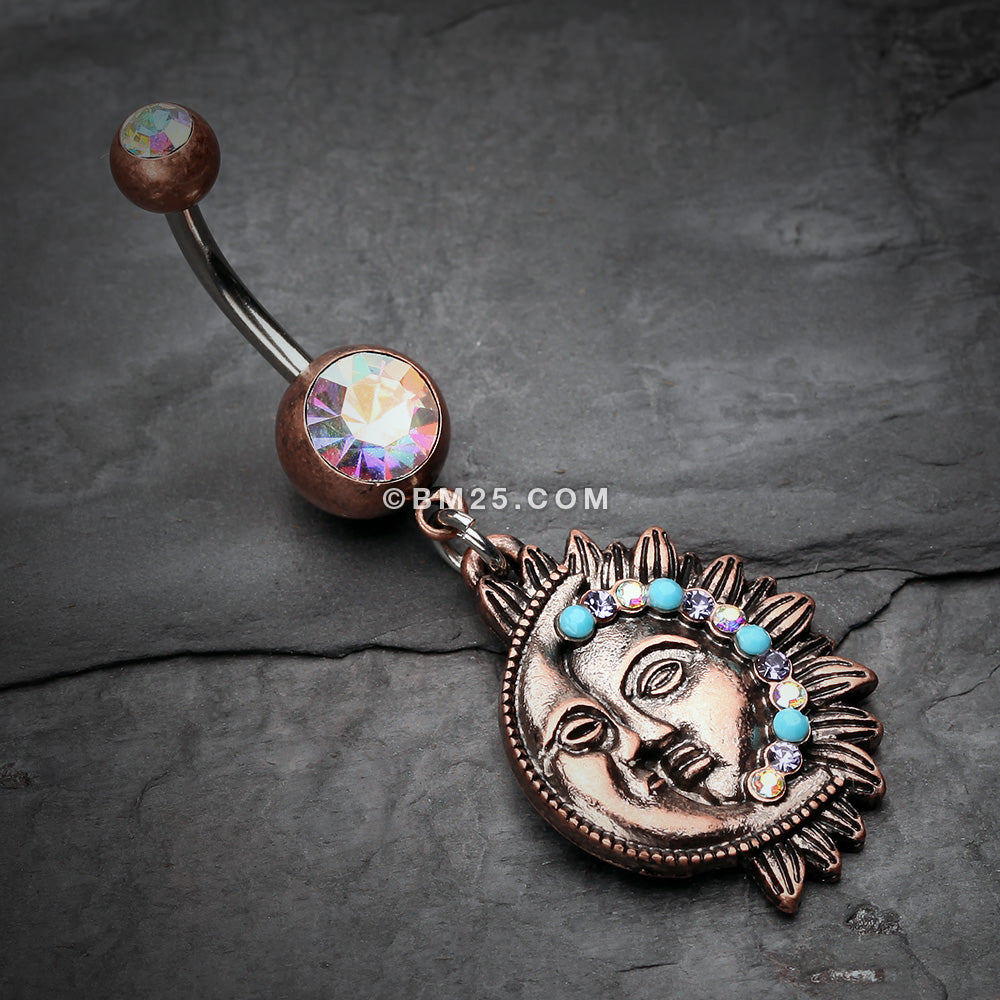 Sun and moon belly shop button ring