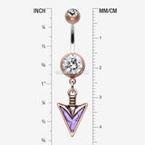 Detail View 1 of Vintage Boho Stone Spear Belly Button Ring-Copper/Clear/Purple