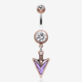 Vintage Boho Stone Spear Belly Button Ring-Copper/Clear/Purple