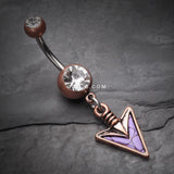 Detail View 2 of Vintage Boho Stone Spear Belly Button Ring-Copper/Clear/Purple