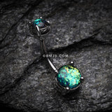Detail View 2 of Opal Sparkle Prong Set Belly Button Ring-Black