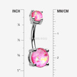 Detail View 1 of Opal Sparkle Prong Set Belly Button Ring-Pink