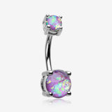 Opal Sparkle Prong Set Belly Button Ring-Purple