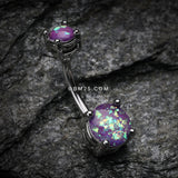 Detail View 2 of Opal Sparkle Prong Set Belly Button Ring-Purple