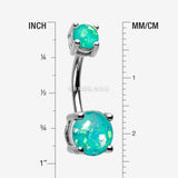 Detail View 1 of Opal Sparkle Prong Set Belly Button Ring-Teal