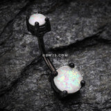 Detail View 2 of Colorline Opal Sparkle Prong Set Belly Button Ring-Black/White