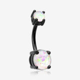 Colorline Opal Sparkle Prong Set Belly Button Ring-Black/White