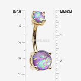 Detail View 1 of Golden Opal Sparkle Prong Set Belly Button Ring-Purple