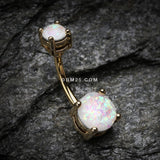 Detail View 2 of Golden Opal Sparkle Prong Set Belly Button Ring-White
