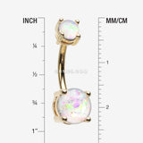 Detail View 1 of Golden Opal Sparkle Prong Set Belly Button Ring-White