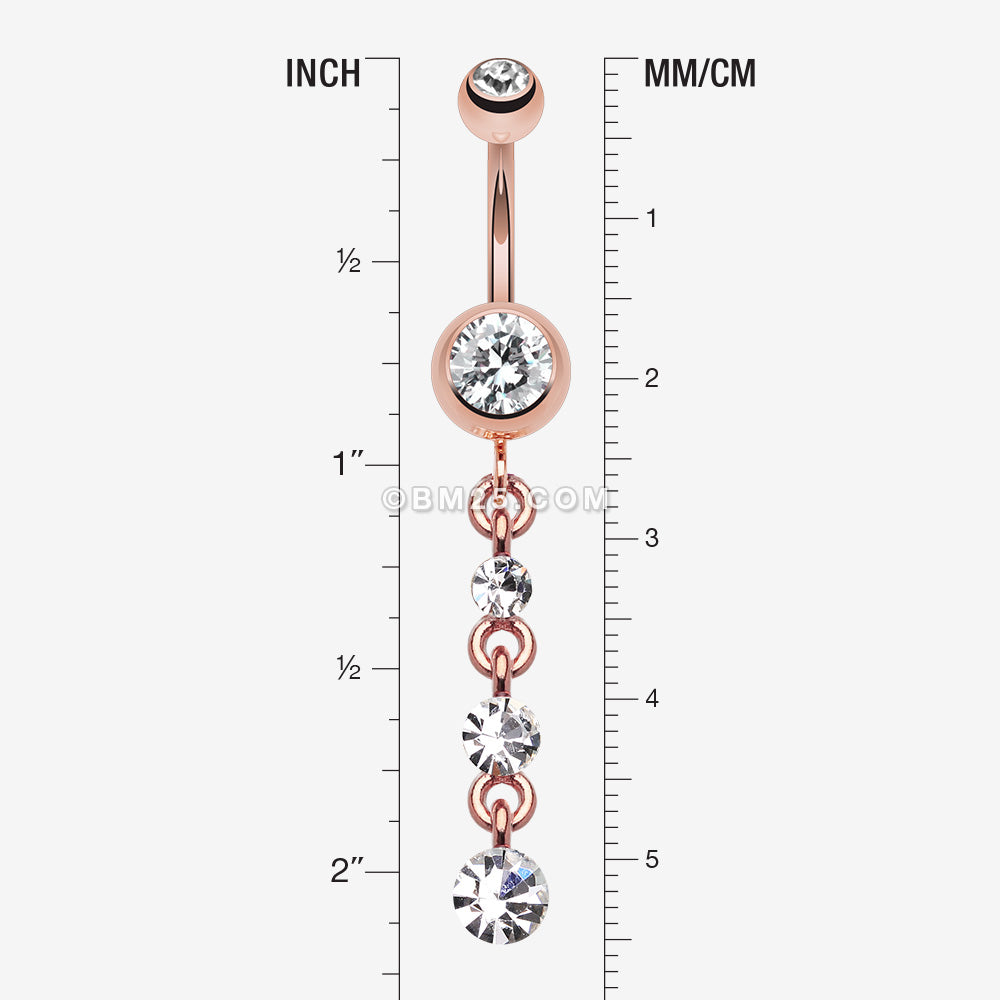Detail View 1 of Rose Gold Journey Sparkle Belly Button Ring-Clear Gem