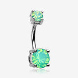 Opalite Sparkle Prong Set Belly Button Ring-Pacific Opal