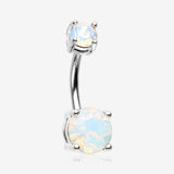 Opalite Sparkle Prong Set Belly Button Ring