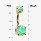 Detail View 1 of Golden Opalite Sparkle Prong Set Belly Button Ring-Pacific Opal