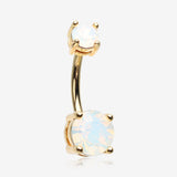 Golden Opalite Sparkle Prong Set Belly Button Ring