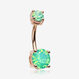 Rose Gold Opalite Sparkle Prong Set Belly Button Ring