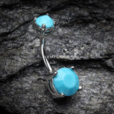 Detail View 2 of Turquoise Shine Prong Set Belly Button Ring-Turquoise