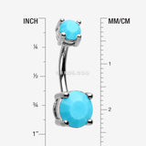 Detail View 1 of Turquoise Shine Prong Set Belly Button Ring-Turquoise