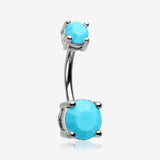 Turquoise Shine Prong Set Belly Button Ring