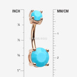 Detail View 1 of Rose Gold Turquoise Shine Prong Set Belly Button Ring-Turquoise