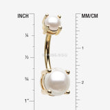 Detail View 1 of Golden Pearlescent Shine Prong Set Belly Button Ring-White