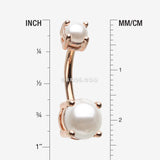 Detail View 1 of Rose Gold Pearlescent Shine Prong Set Belly Button Ring-White