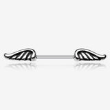 A Pair of Angel Wing Nipple Barbell Ring-Steel
