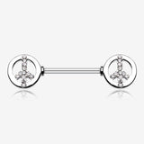 A Pair of Bling Peace Nipple Barbell Ring-Clear Gem