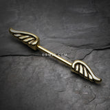 Detail View 1 of A Pair of Golden Angel Wing Nipple Barbell Ring-Gold
