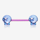 A Pair of Colorline Ariel's Shell Nipple Barbell Ring