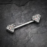 Detail View 1 of A Pair of Urban Diamond Iridescent Sparkle Nipple Barbell-Clear Gem/White