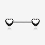 A Pair of Classic Fluffy Heart Steel Nipple Barbell