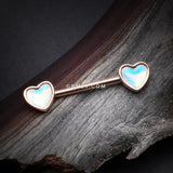Detail View 1 of A Pair of Rose Gold Iridescent Revo Heart Nipple Barbell