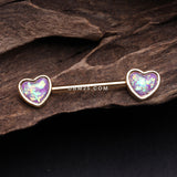Detail View 1 of A Pair of Golden Opalescent Heart Sparkle Nipple Barbell-Purple